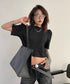 Puff Sleeve Ripple-Fabric Top